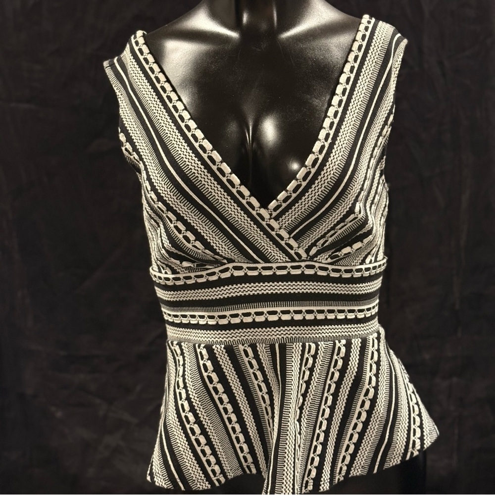2/$20 Anthropologie Black and White Patterned Blouse - Picture 2 of 7